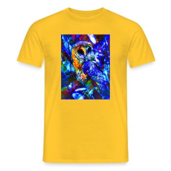 Chouette néon en lumière psychédélique - T-shirt homme - jaune - Devant - AI Model Male 178 dark (178cm)