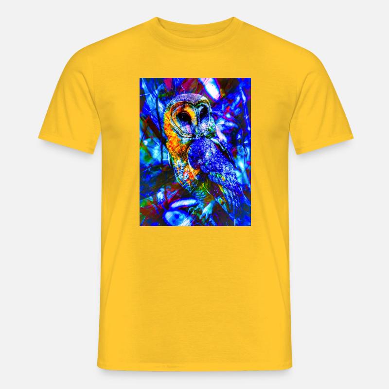 Neoneule im psychedelischen Licht - Männer T-Shirt - Gelb