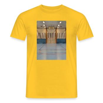 Gymhallen's lines - Men's T-Shirt - yellow - Front - AI Model Male 178 dark (178cm)