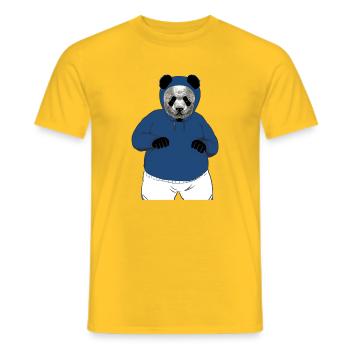 Cool Panda Bear Blue Hoodie Urban Streetwear Art - Männer T-Shirt - Gelb - Vorne - AI Model Male 178 dark (178cm)