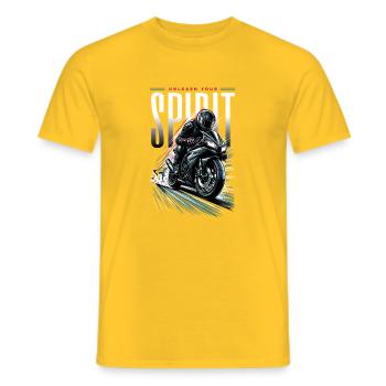 Spirit Sprint Moto Rider - Männer T-Shirt - Gelb - Vorne - AI Model Male 178 dark (178cm)