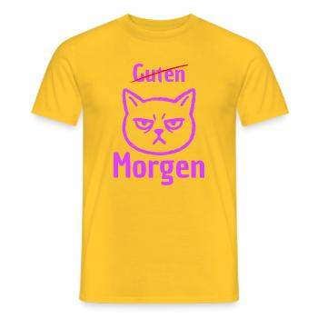KEIN GUTEN MORGEN, MORGENMUFFEL! LUSTIGER SPRUCH - Männer T-Shirt - Gelb - Vorne - AI Model Male 178 dark (178cm)