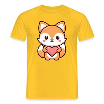 Kawaii-Fuchs im Herzen - Männer T-Shirt - Gelb - Vorne - AI Model Male 178 dark (178cm)