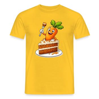 Funny Carrot in Cake Cartoon Design - Men's T-Shirt - yellow - Front - AI Model Male 178 dark (178cm)