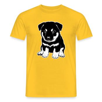 Eurasier | Black Puppy | Welpe - Männer T-Shirt - Gelb - Vorne - AI Model Male 178 dark (178cm)