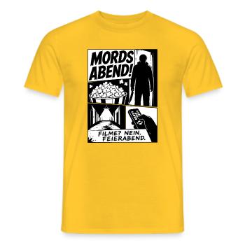 Mordsabend Filme Nein Feierabend - Männer T-Shirt - Gelb - Vorne - AI Model Male 178 dark (178cm)