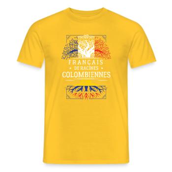 Francais De Racines Colombiennes T-Shirt Cadeau... - T-shirt homme - jaune - Devant - AI Model Male 178 dark (178cm)