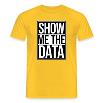 Montre-moi les données : Analyste nerd drôle sarcastique - T-shirt homme - jaune - Devant - AI Model Male 178 dark (178cm)