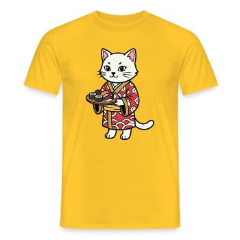 Chat à sushi - T-shirt homme - jaune - Devant - AI Model Male 178 dark (178cm)