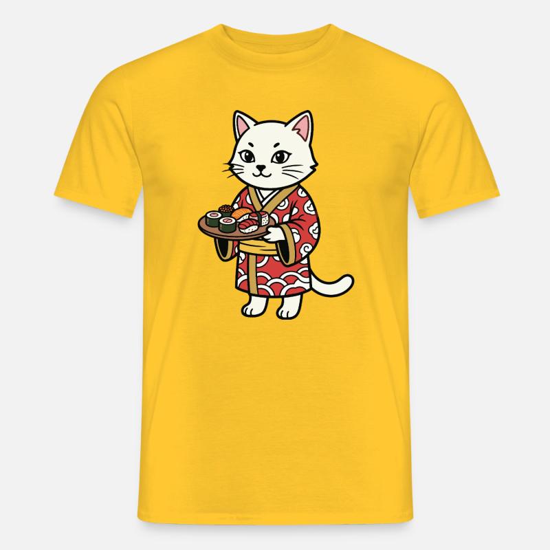 Sushi-Katze - Männer T-Shirt - Gelb
