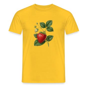 Botanische Illustration von Erdbeeren im Vintage-Stil - Männer T-Shirt - Gelb - Vorne - AI Model Male 178 dark (178cm)