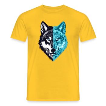 Pixel Wolf Cyber Spirit Streetwear - T-shirt homme - jaune - Devant - AI Model Male 178 dark (178cm)