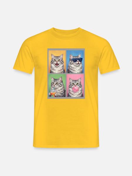 Katzen Sibirische Katze - Männer T-Shirt - Gelb