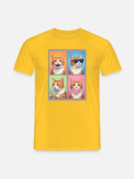 Katzen Orange Tabby Katze - Männer T-Shirt - Gelb