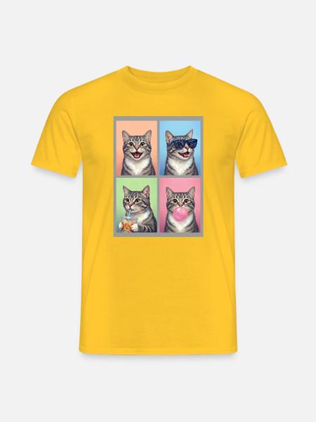 Katzen Graue Tabby Katze - Männer T-Shirt - Gelb