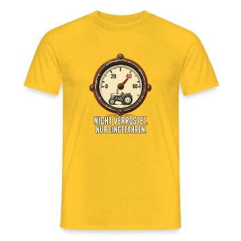 Vintage-Traktor Tachometer Motiv zum 40 Geburtstag - Männer T-Shirt - Gelb - Vorne - AI Model Male 178 dark (178cm)