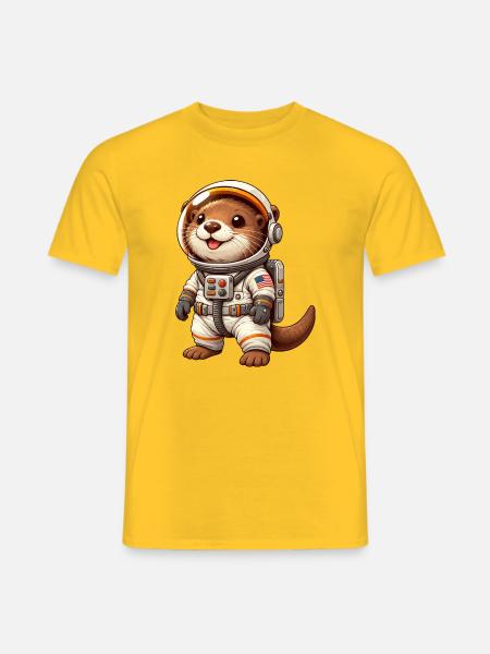 Otter Astronaut im Weltraum Cartoon - Männer T-Shirt - Gelb