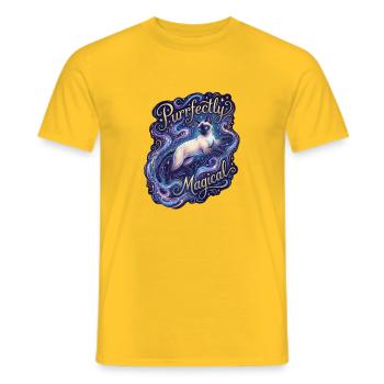 Magische Siamkatze Kosmischer Mystiker - Männer T-Shirt - Gelb - Vorne - AI Model Male 178 dark (178cm)