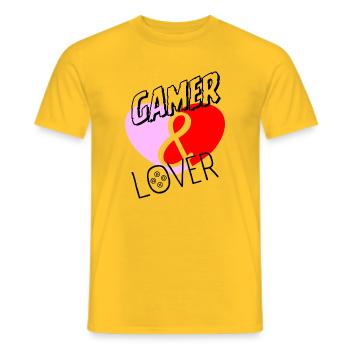 Coeur Gamer lover noir gaming et amour - T-shirt homme - jaune - Devant - AI Model Male 178 dark (178cm)