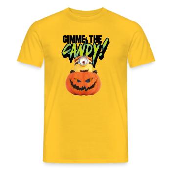 Minions Stuart Gimme The Candy - Men's T-Shirt - yellow - Front - AI Model Male 178 dark (178cm)