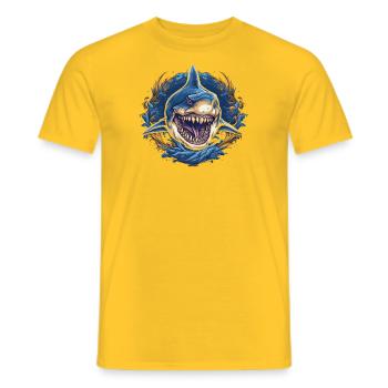 shark fish head 5 - Men's T-Shirt - yellow - Front - AI Model Male 178 dark (178cm)