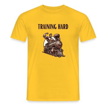 Training Hard - Men's T-Shirt - yellow - Front - AI Model Male 178 dark (178cm)