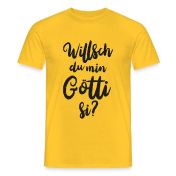 Willsch du min Götti si Patenonkel Schweiz Taufe - Männer T-Shirt - Gelb - Vorne - AI Model Male 178 dark (178cm)