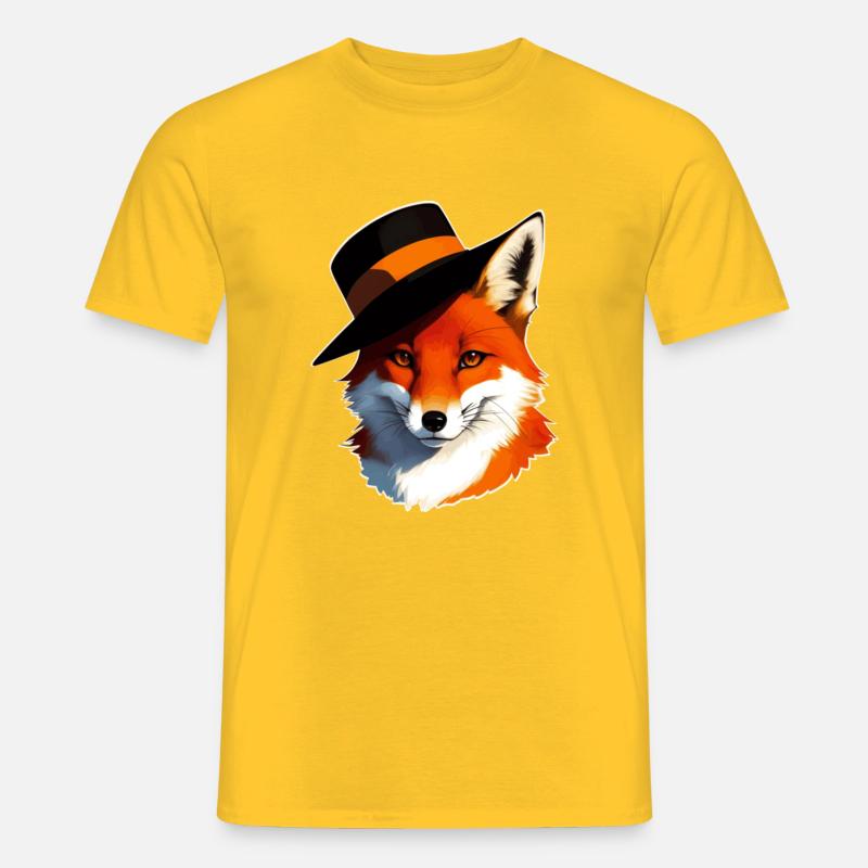 Fuchs mit Hut - Männer T-Shirt - Gelb