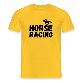 Horse Racing Black T Shirt Design - Men's T-Shirt - yellow - Front - AI Model Male 178 dark (178cm)