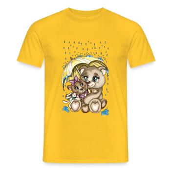 Mama Bär Grizzly Braunbär Illustration Cartoon - Männer T-Shirt - Gelb - Vorne - AI Model Male 178 dark (178cm)