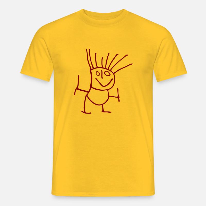 Strichmaennchen Manu rot - Männer T-Shirt - Gelb