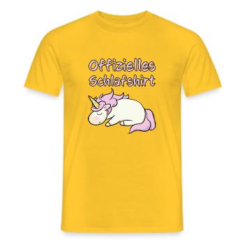 Sleeping Unicorn Lazy Lazy Lazing Sleep Shirt - Men's T-Shirt - yellow - Front - AI Model Male 178 dark (178cm)