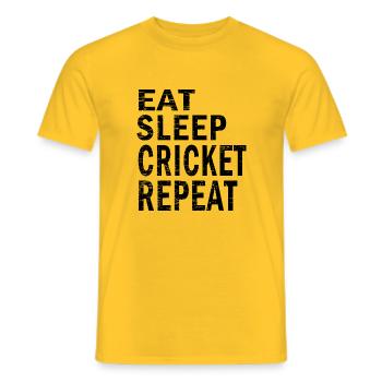 Eat sleep cricket repeat for cricket lovers - Men's T-Shirt - yellow - Front - AI Model Male 178 dark (178cm)