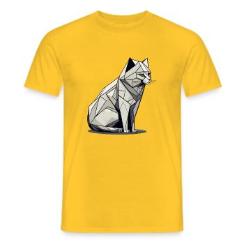 Minimalistic Cat Minimalist Cat Geometric Cat - Men's T-Shirt - yellow - Front - AI Model Male 178 dark (178cm)