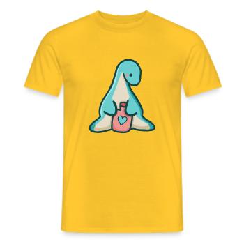 hugadino Dino mit Wärmflasche, süßer Dinosaurier - Männer T-Shirt - Gelb - Vorne - AI Model Male 178 dark (178cm)