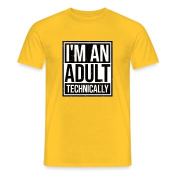 Je suis un adulte techniquement techniquement adulte blague - T-shirt homme - jaune - Devant - AI Model Male 178 dark (178cm)