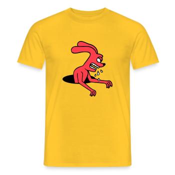 Bunny Hole Monster Evil Ravenous Halloween Drool - Men's T-Shirt - yellow - Front - AI Model Male 178 dark (178cm)