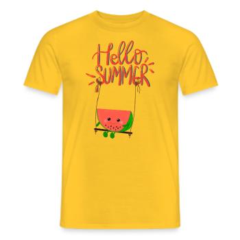 Bonjour Melon d’été - T-shirt homme - jaune - Devant - AI Model Male 178 dark (178cm)