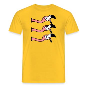 3 amis équipe équipe fête trou mur rire bouche au - T-shirt homme - jaune - Devant - AI Model Male 178 dark (178cm)