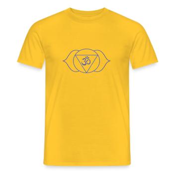 Om Blau - Männer T-Shirt - Gelb - Vorne - AI Model Male 178 dark (178cm)