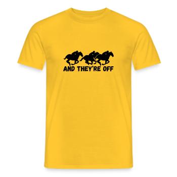 Horse Racing And They're Off Design - Men's T-Shirt - yellow - Front - AI Model Male 178 dark (178cm)