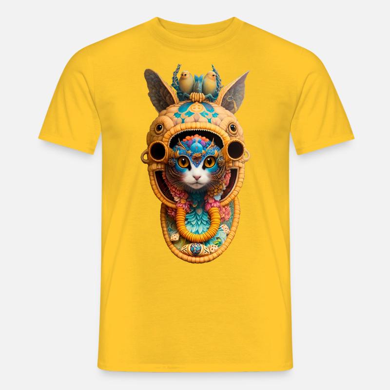 FANTASY FLOWER CREATURES - BLUE CAT - Männer T-Shirt - Gelb