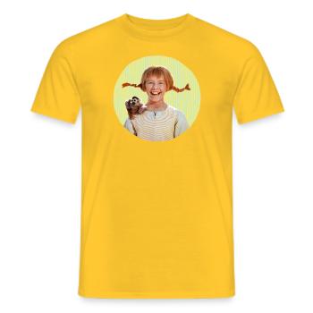 Pippi Langstrumpf Portrait Pippi Mit Herr Nilsson - Männer T-Shirt - Gelb - Vorne - AI Model Male 178 dark (178cm)