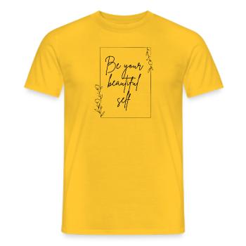 Be Your Beautiful Self – Delicate Flower Design - Men's T-Shirt - yellow - Front - AI Model Male 178 dark (178cm)