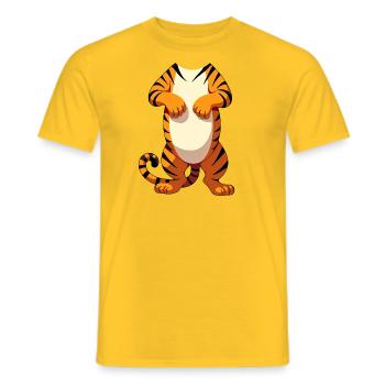 Costume de tigre Costume de carnaval Costume de tigre Jambes ventre - T-shirt homme - jaune - Devant - AI Model Male 178 dark (178cm)