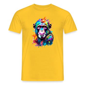Singe peint - T-shirt homme - jaune - Devant - AI Model Male 178 dark (178cm)