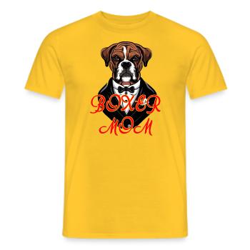 BOXER DOG MOM - Men's T-Shirt - yellow - Front - AI Model Male 178 dark (178cm)