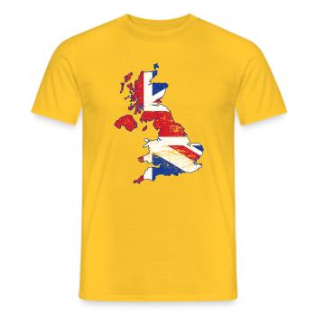 Union Jack UK Karten-Kunst-Overlay - Männer T-Shirt - Gelb - Vorne - AI Model Male 178 dark (178cm)