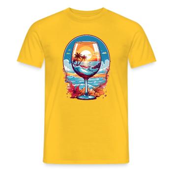 Verre de vin de plage - T-shirt homme - jaune - Devant - AI Model Male 178 dark (178cm)