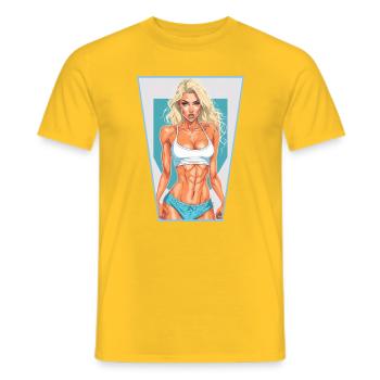 Fitness Girl - T-shirt homme - jaune - Devant - AI Model Male 178 dark (178cm)